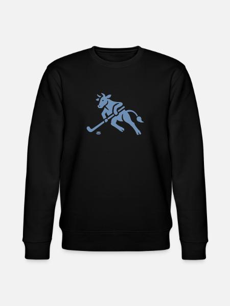 Kuh Bulle Eishockeyspieler Silhouette - Stanley/Stella CHANGER Unisex Organic Sweatshirt - black