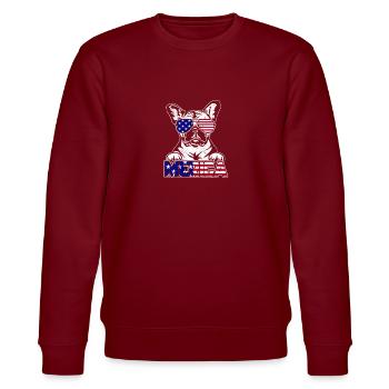 Merica - Französische Bulldogge - Stanley/Stella Unisex Bio-Sweatshirt CHANGER  - Burgunderrot - Vorne - Nik (191cm) & Marisol (170cm)