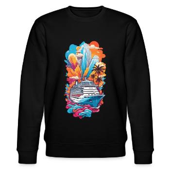 Kreuzfahrt Traum Meer & Luxus Schifffahrt - Stanley/Stella Unisex Bio-Sweatshirt CHANGER  - Schwarz - Vorne - Nik (191cm) & Marisol (170cm)