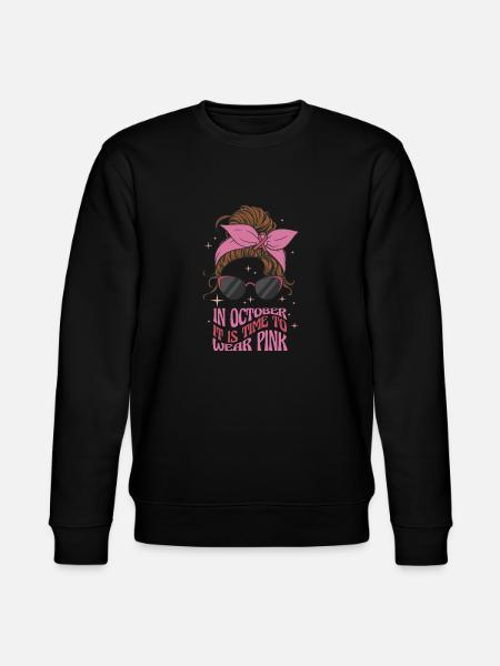 Oktober tid att bära rosa bröstcancer - Ekologisk sweatshirt CHANGER unisex från Stanley/Stella - svart