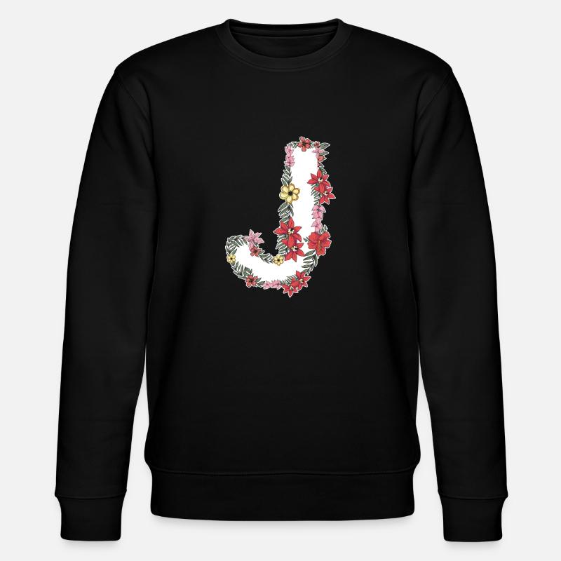 Blumenbuchstabe J - Stanley/Stella Unisex Bio-Sweatshirt CHANGER  - Schwarz