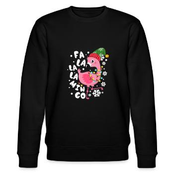 Fa La La La Min Go-Kawaii Weihnachten Flamingo - Stanley/Stella Unisex Bio-Sweatshirt CHANGER  - Schwarz - Vorne - Nik (191cm) & Marisol (170cm)