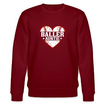 Baseball Tante Geschenk Baller Tante Muttertag Mama - Stanley/Stella Unisex Bio-Sweatshirt CHANGER  - Burgunderrot - Vorne - Nik (191cm) & Marisol (170cm)