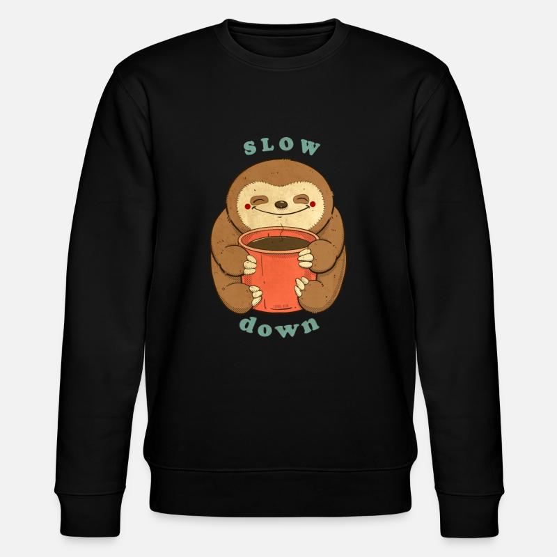 Faultier mit Kaffee langsamer - Stanley/Stella Unisex Bio-Sweatshirt CHANGER  - Schwarz