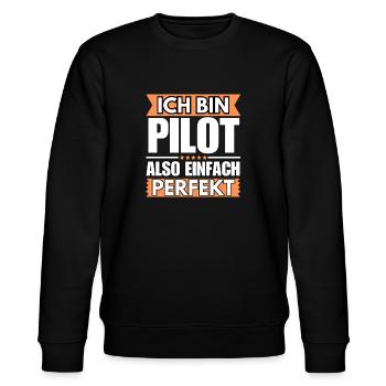 Einfach ein Perfekter Pilot - Stanley/Stella Unisex Bio-Sweatshirt CHANGER  - Schwarz - Vorne - Nik (191cm) & Marisol (170cm)