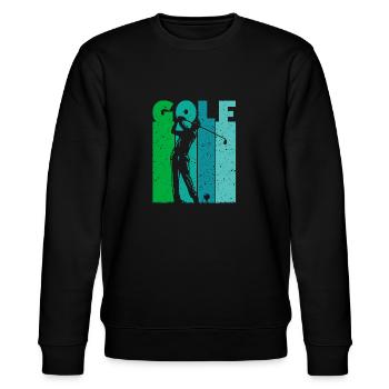 Golf Golfer Tee-Off Männer Jungen Vintage - Stanley/Stella Unisex Bio-Sweatshirt CHANGER  - Schwarz - Vorne - Nik (191cm) & Marisol (170cm)