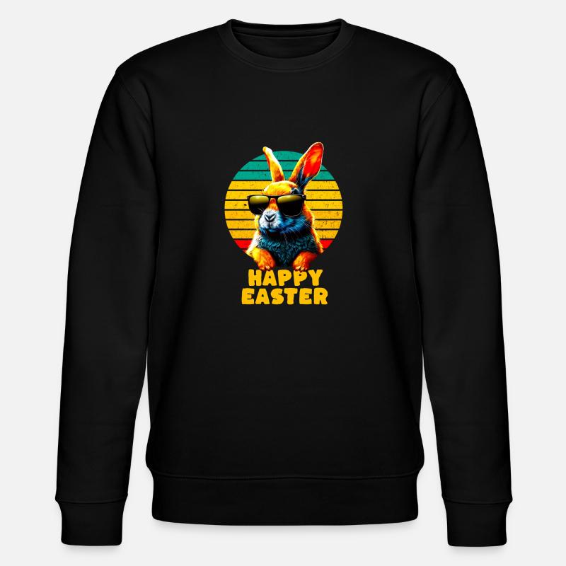 Cool Rabbit - Happy Easter - Stanley/Stella CHANGER Unisex Organic Sweatshirt - black