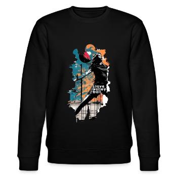 j'aime le volley ball - t shirt papa - Sweat bio CHANGER Stanley/Stella Unisexe - noir - Devant - Nik (191cm) & Marisol (170cm)