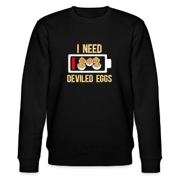 Gefüllte Eier Deviled Eggs - Stanley/Stella Unisex Bio-Sweatshirt CHANGER  - Schwarz - Vorne - Nik (191cm) & Marisol (170cm)