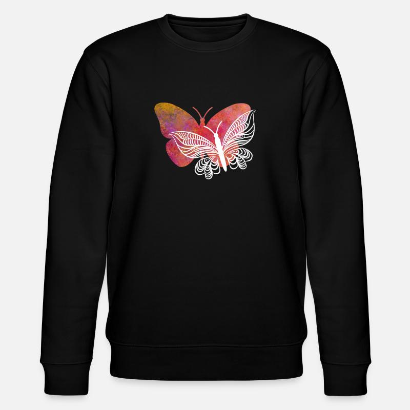 Ich liebe Schmetterlinge - Stanley/Stella Unisex Bio-Sweatshirt CHANGER  - Schwarz