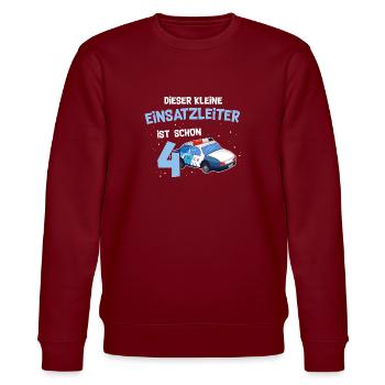 4 Birthday Police 4 Year Old - Stanley/Stella CHANGER Unisex Organic Sweatshirt - burgundy - Front - Nik (191cm) & Marisol (170cm)