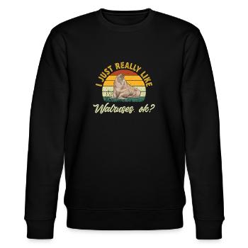Walross - Stanley/Stella Unisex Bio-Sweatshirt CHANGER  - Schwarz - Vorne - Nik (191cm) & Marisol (170cm)