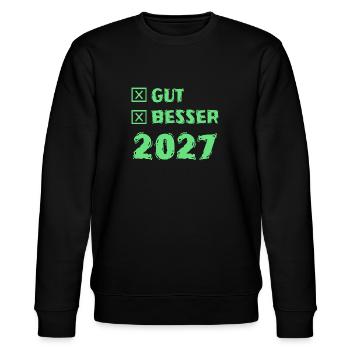 2027 - Stanley/Stella CHANGER Unisex Organic Sweatshirt - black - Front - Nik (191cm) & Marisol (170cm)
