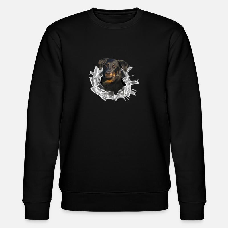 Beauceron im Glasloch - Stanley/Stella Unisex Bio-Sweatshirt CHANGER - Schwarz