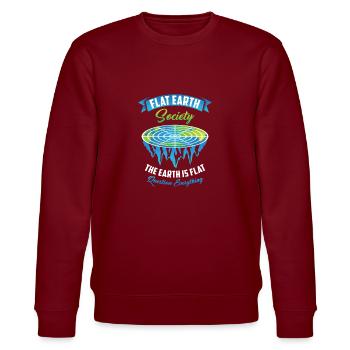 Flache Erde Flacherde Verschwörungstheorie Globus - Stanley/Stella Unisex Bio-Sweatshirt CHANGER  - Burgunderrot - Vorne - Nik (191cm) & Marisol (170cm)