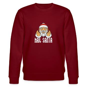 Santa Rock Metal Hail Devil Pommes fork gift - Stanley/Stella CHANGER Unisex Organic Sweatshirt - burgundy - Front - Nik (191cm) & Marisol (170cm)