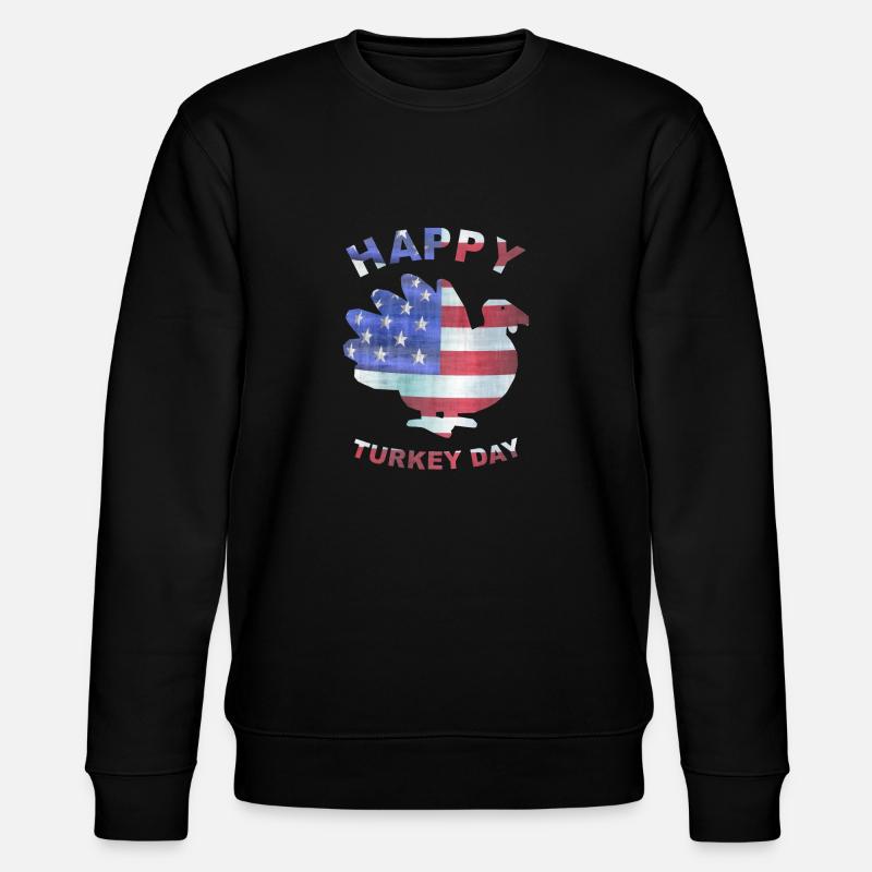 Thanksgiving Happy Turkey Day - Stanley/Stella Unisex Bio-Sweatshirt CHANGER  - Schwarz
