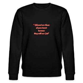 phrases of the bible - Stanley/Stella CHANGER Unisex Organic Sweatshirt - black - Front - Nik (191cm) & Marisol (170cm)