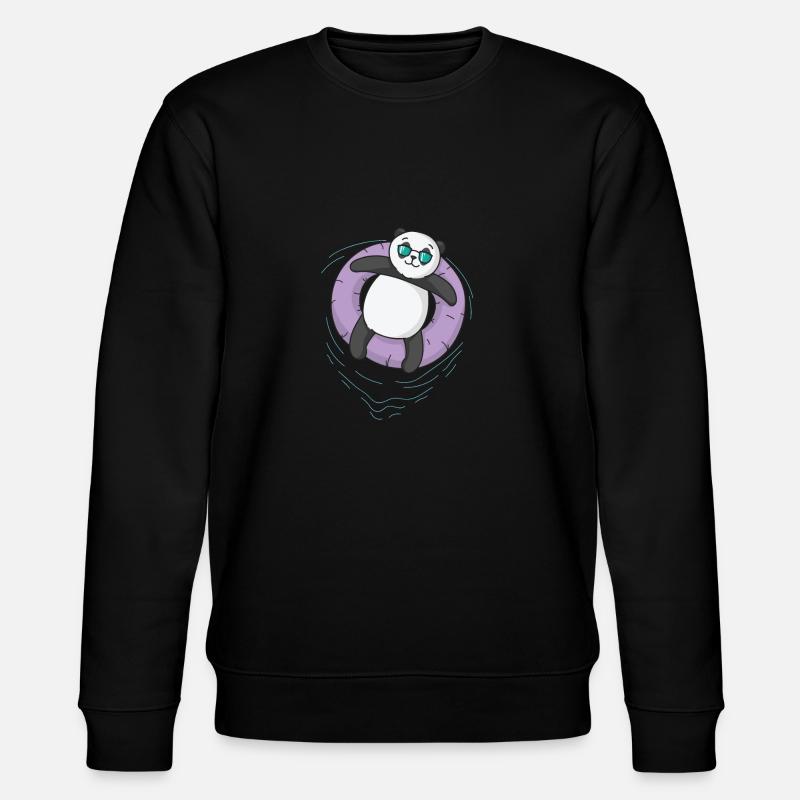 Panda beim Chillen - Stanley/Stella Unisex Bio-Sweatshirt CHANGER  - Schwarz