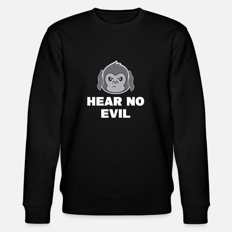 Hear no evil Drillinge Partnerlook Geschenk - Stanley/Stella Unisex Bio-Sweatshirt CHANGER  - Schwarz