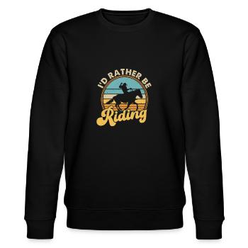 I'D Rather Be Riding - Stanley/Stella Unisex Bio-Sweatshirt CHANGER  - Schwarz - Vorne - Nik (191cm) & Marisol (170cm)