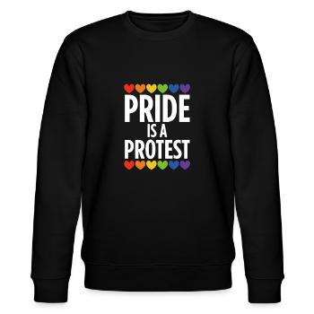 Cooles Design mit Regenbogen für CSD & LGBTQ+ - Stanley/Stella Unisex Bio-Sweatshirt CHANGER  - Schwarz - Vorne - Nik (191cm) & Marisol (170cm)