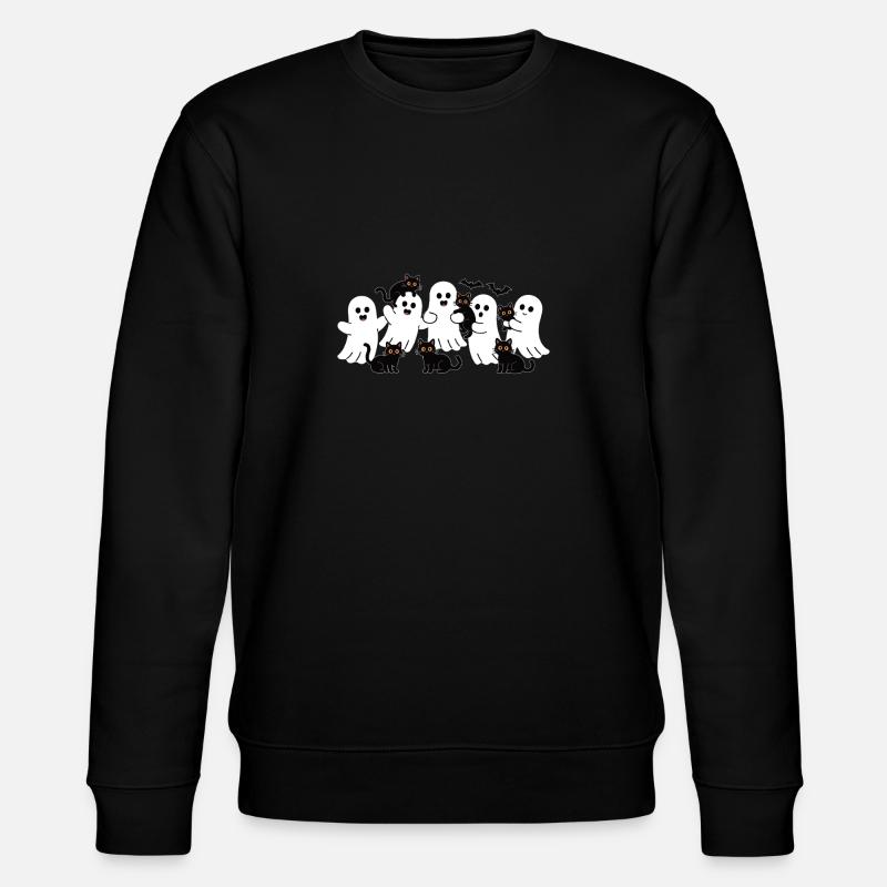 Ghost & Cat – Halloween Fun - Stanley/Stella CHANGER Unisex Organic Sweatshirt - black