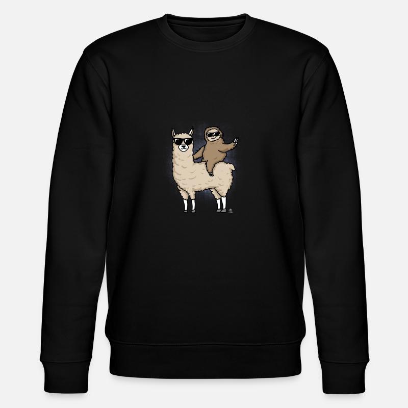 Llama and sloth gift - Stanley/Stella CHANGER Unisex Organic Sweatshirt - black