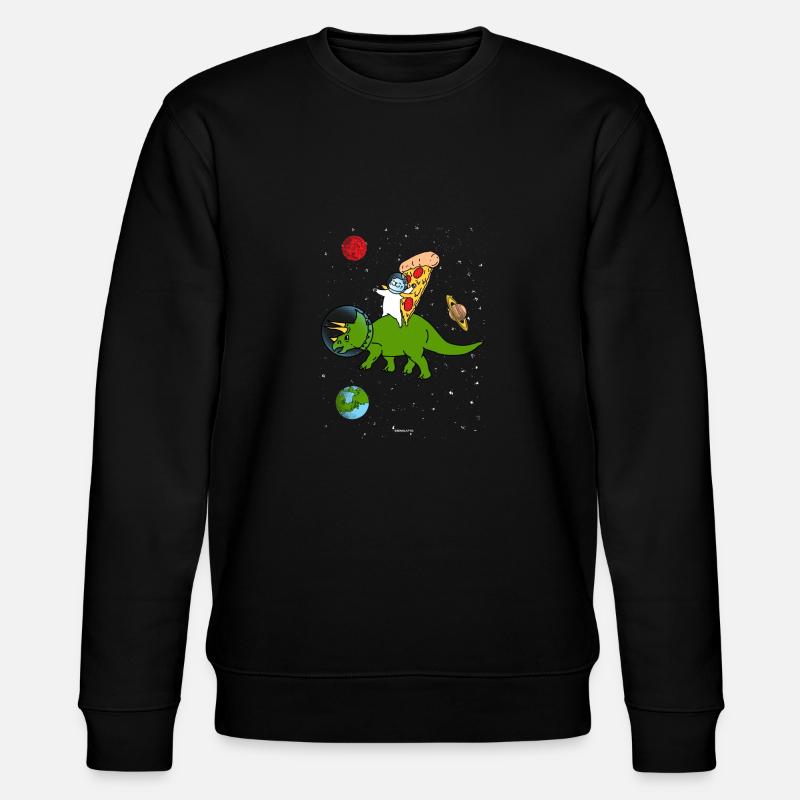 cat and dinosaur pizza gift - Stanley/Stella CHANGER Unisex Organic Sweatshirt - black