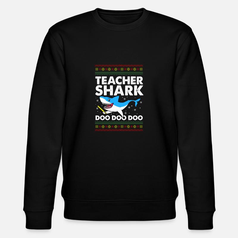 Teachershark hässliches Strickjackegeschenk - Stanley/Stella Unisex Bio-Sweatshirt CHANGER  - Schwarz