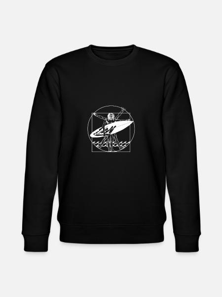 Vitruvianske mand surfer gave - Stanley/Stella økologisk unisex-sweatshirt CHANGER  - sort