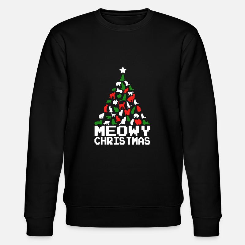 Katze Weihnachtsbaum Hässlicher Pullover - Stanley/Stella Unisex Bio-Sweatshirt CHANGER  - Schwarz