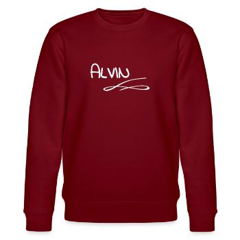 First name Alvin - Stanley/Stella CHANGER Unisex Organic Sweatshirt - burgundy - Front - Nik (191cm) & Marisol (170cm)