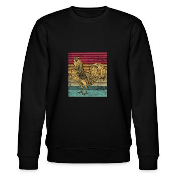 Poulet coq poule maison oiseau animal cadeau vintage - Sweat bio CHANGER Stanley/Stella Unisexe - noir - Devant - Nik (191cm) & Marisol (170cm)