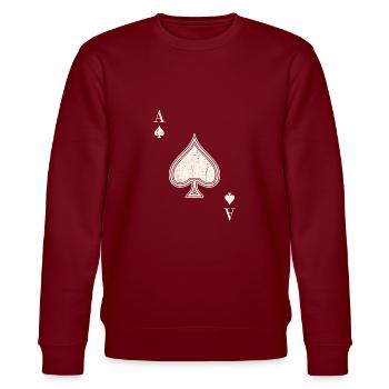 Ace of spades - Stanley/Stella CHANGER Unisex Organic Sweatshirt - burgundy - Front - Nik (191cm) & Marisol (170cm)