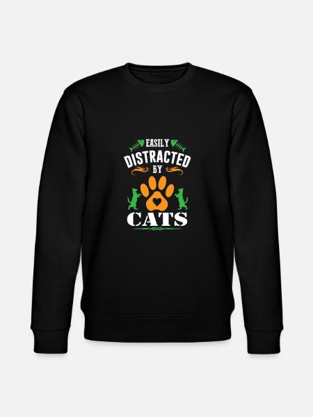 EASILY DISTRACTED BY CATS - Stanley/Stella CHANGER Unisex Organic Sweatshirt - black