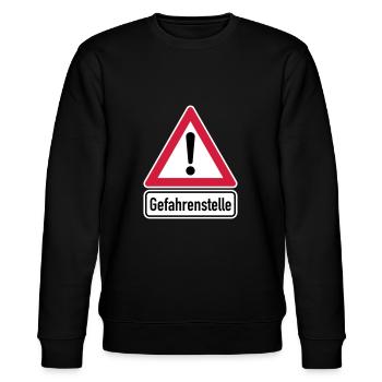Achtung Gefahrenstelle! - Stanley/Stella Unisex Bio-Sweatshirt CHANGER  - Schwarz - Vorne - Nik (191cm) & Marisol (170cm)