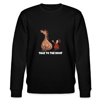 Lustiges Pferde Design Sprich zum Huf Geschenk - Stanley/Stella Unisex Bio-Sweatshirt CHANGER  - Schwarz - Vorne - Nik (191cm) & Marisol (170cm)