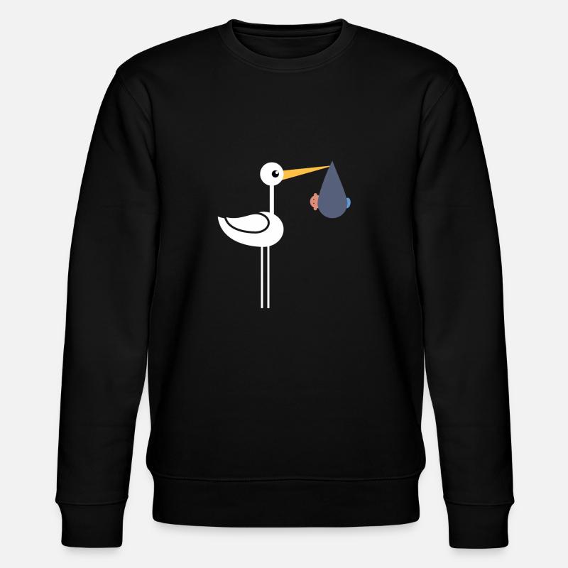 Storch mit Baby - Stanley/Stella Unisex Bio-Sweatshirt CHANGER  - Schwarz