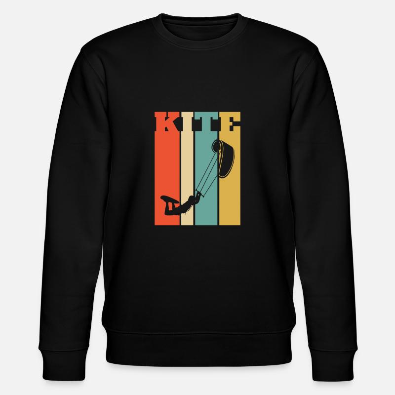 Retro Style Kiteboarder; Kiteboarding - Stanley/Stella CHANGER Unisex Organic Sweatshirt - black