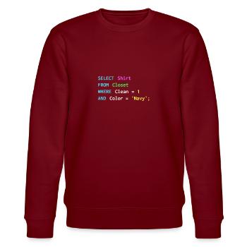 Funny SQL design for sql programmers, DBA, - Stanley/Stella CHANGER Unisex Organic Sweatshirt - burgundy - Front - Nik (191cm) & Marisol (170cm)
