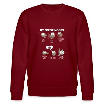 Eule - Eulen - Kaffee - Laune - Stanley/Stella Unisex Bio-Sweatshirt CHANGER  - Burgunderrot - Vorne - Nik (191cm) & Marisol (170cm)