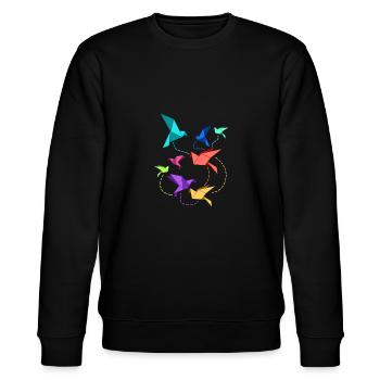 Origami Papier Kranich Faltkunst Falten Vögel - Stanley/Stella Unisex Bio-Sweatshirt CHANGER  - Schwarz - Vorne - Nik (191cm) & Marisol (170cm)