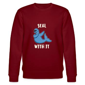 Lustig Dabbing Seal Robbe Seehund Seelöwe Geschenk - Stanley/Stella CHANGER Unisex Organic Sweatshirt - burgundy - Front - Nik (191cm) & Marisol (170cm)