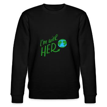 I am with her planet earth day shirt - Stanley/Stella Unisex Bio-Sweatshirt CHANGER  - Schwarz - Vorne - Nik (191cm) & Marisol (170cm)