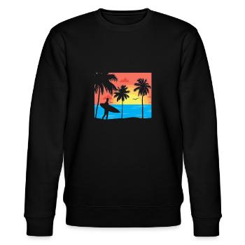 Surfer am Strand - Stanley/Stella Unisex Bio-Sweatshirt CHANGER  - Schwarz - Vorne - Nik (191cm) & Marisol (170cm)