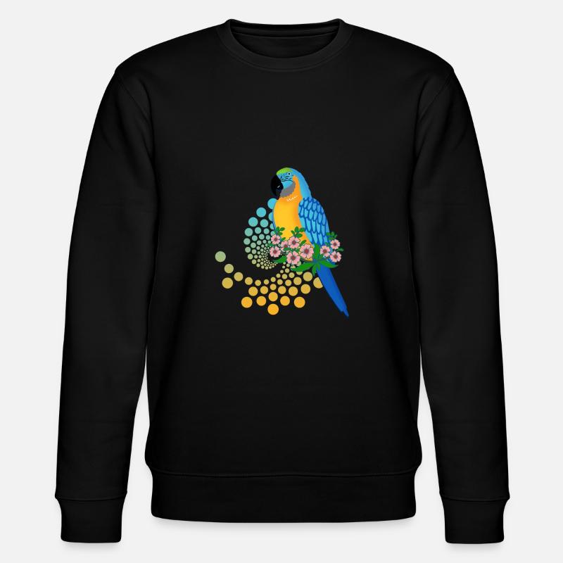 Papagei mit Blumen - Stanley/Stella Unisex Bio-Sweatshirt CHANGER  - Schwarz