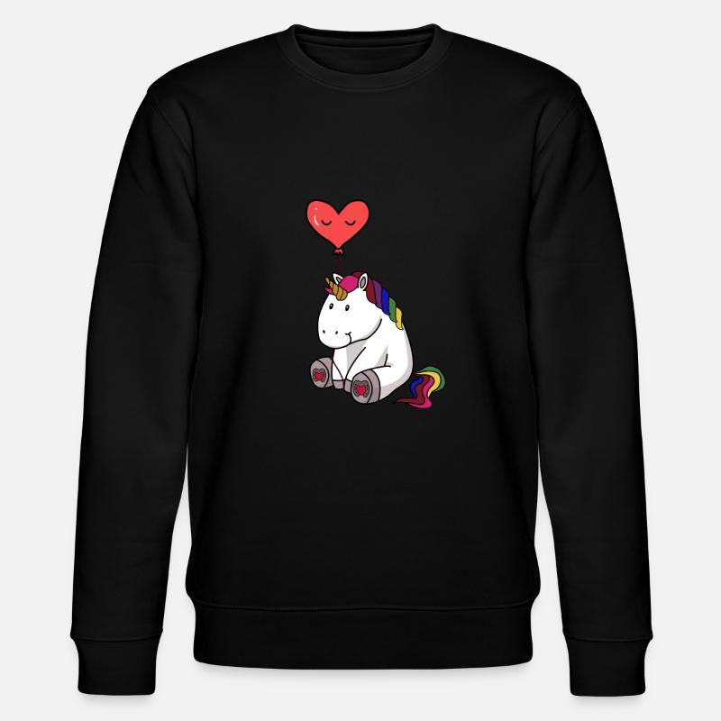 Einhorn mit Herzluftballon - Stanley/Stella Unisex Bio-Sweatshirt CHANGER  - Schwarz
