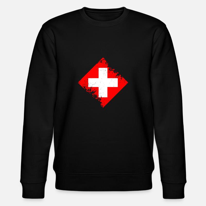 Schweiz Flagge - Stanley/Stella Unisex Bio-Sweatshirt CHANGER  - Schwarz