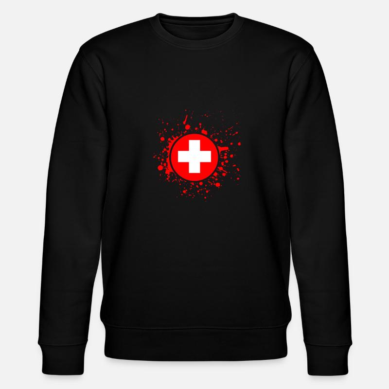 Schweiz Flagge - Stanley/Stella Unisex Bio-Sweatshirt CHANGER  - Schwarz